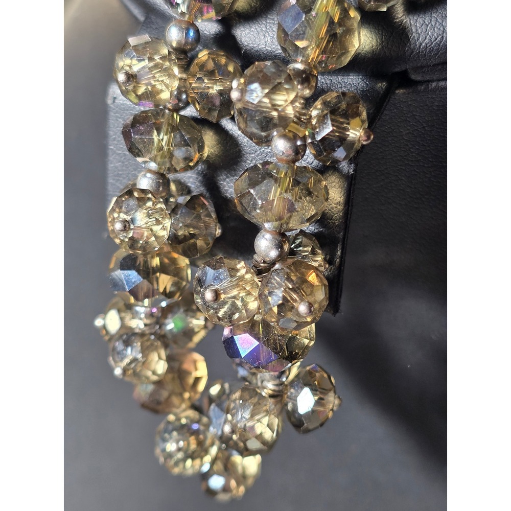 Smoky Gray Faceted Crystal AB‎ Beaded Stretch Bracelet